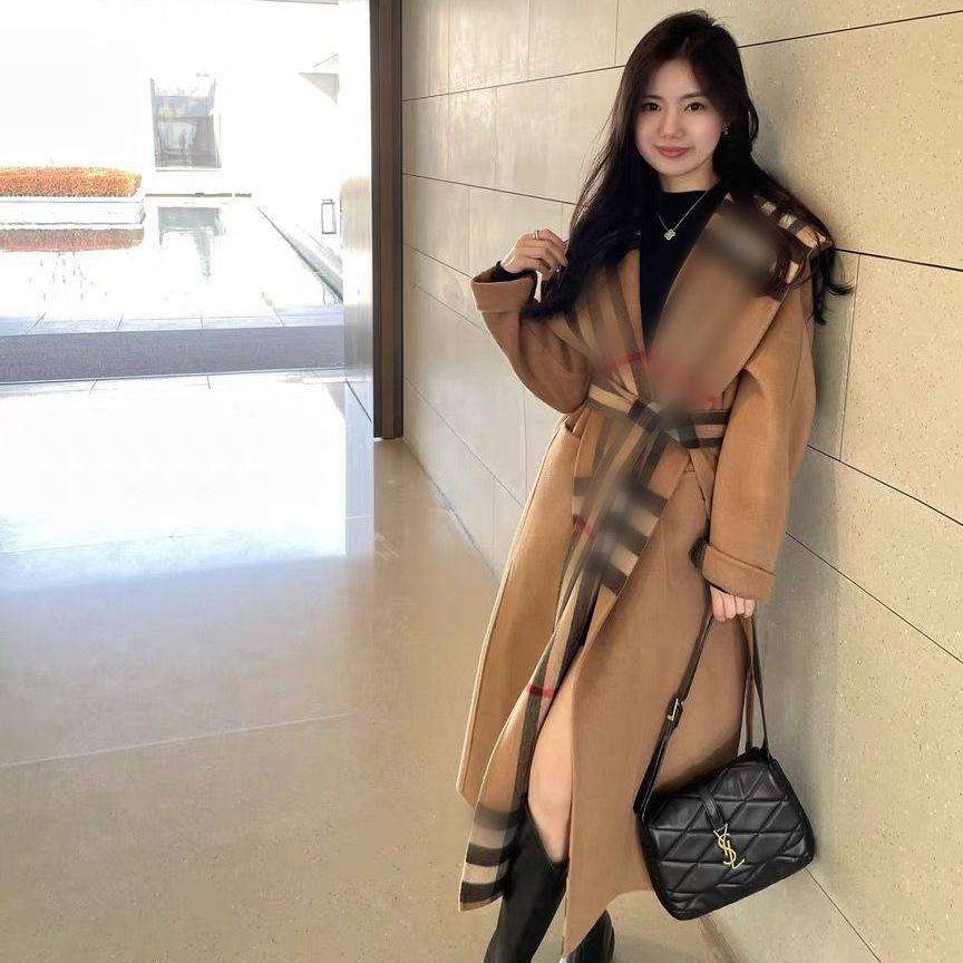 特大码300斤卡其色洋气新款毛呢外套秋冬经典格纹中长款呢子大衣,女装/女士精品,常规大码外套,淘宝优惠券,粉丝福利购,淘宝优惠卷