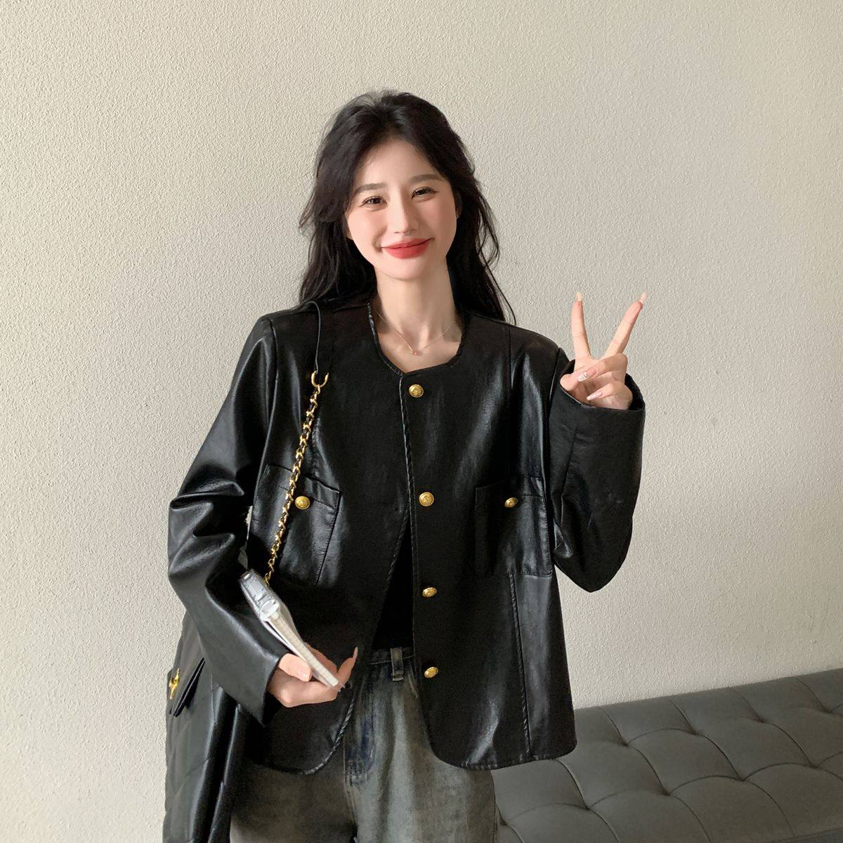 特大码300斤韩版气质PU皮夹克外套男女2026新款百搭显瘦短款上衣,女装/女士精品,常规大码外套,淘宝优惠券,粉丝福利购,淘宝优惠卷