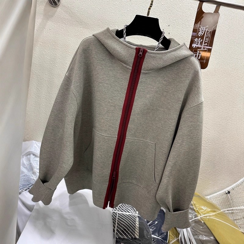 超大码300斤高级灰色连帽开衫卫衣男女同款宽松显瘦棒球服上衣潮