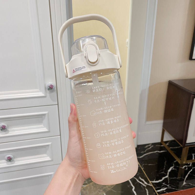 1000玻璃杯超大容量水杯男女士耐高温夏季带吸管高颜值学生杯子