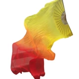 Танцевальный веер, двусторонний расширенный трехцветный градиентный веер для танцев, кадриль, детский длинный шелковый веер, реквизит для спортивных встреч