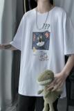 中性T卡通印花短袖男夏季ins潮牌五分袖宽松设计感小众t恤，男装T恤，电商D310（原电商305）