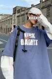 8513-P45假两件长袖t恤男宽松春秋季卫衣潮流百搭内搭打底衫，男装T恤，电商D310（原电商305）