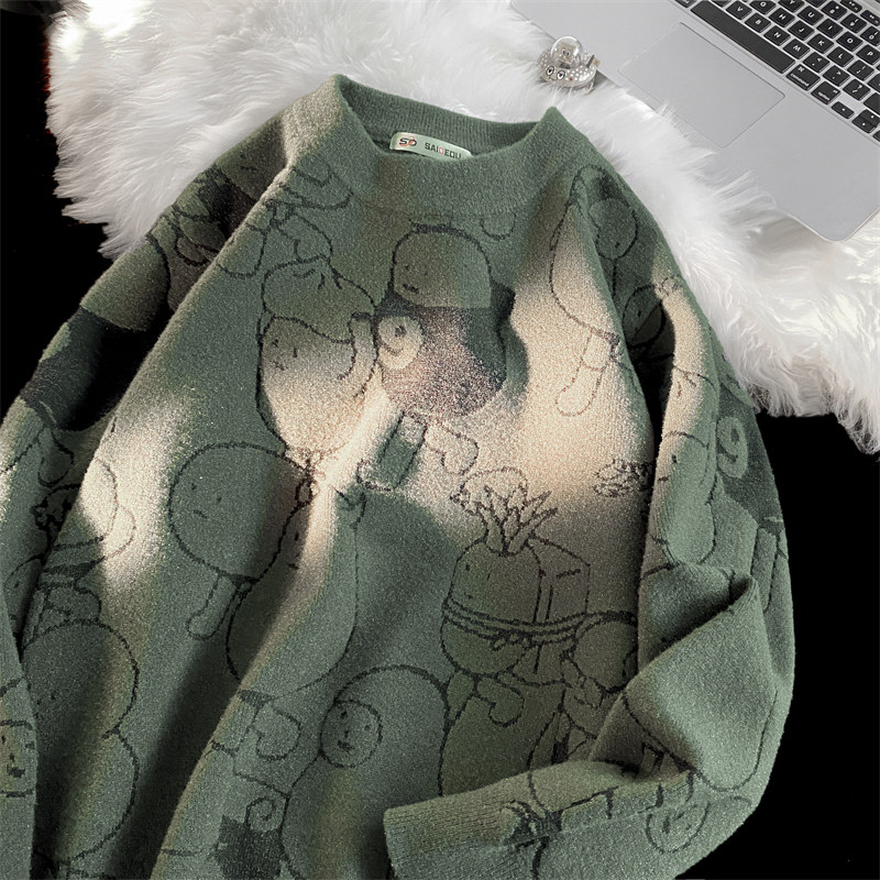 M020-P60毛衣男士秋冬季港风慵懒风加厚针织潮牌日系高级感外套，男装针织衫/毛衣，电商D310（原电商305）