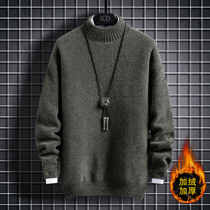 99101-P63秋冬季毛衣服加绒加厚男士打底针织衫半高领潮流,矮人胖人怎样搭配衣服图片