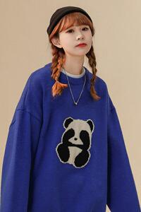M816-P55卡通毛衣男冬季港风潮流针织衫冬款慵懒风日系复古潮牌图片