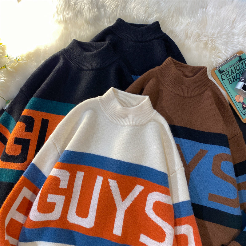 M608-P60日系风圆领毛衣男港风ins潮流宽松休闲青少年，男装针织衫/毛衣，电商D310（原电商305）