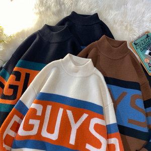 M608-P60日系风圆领毛衣男港风ins潮流宽松休闲青少年,男装针织衫/毛衣,电商D310（原电商305）