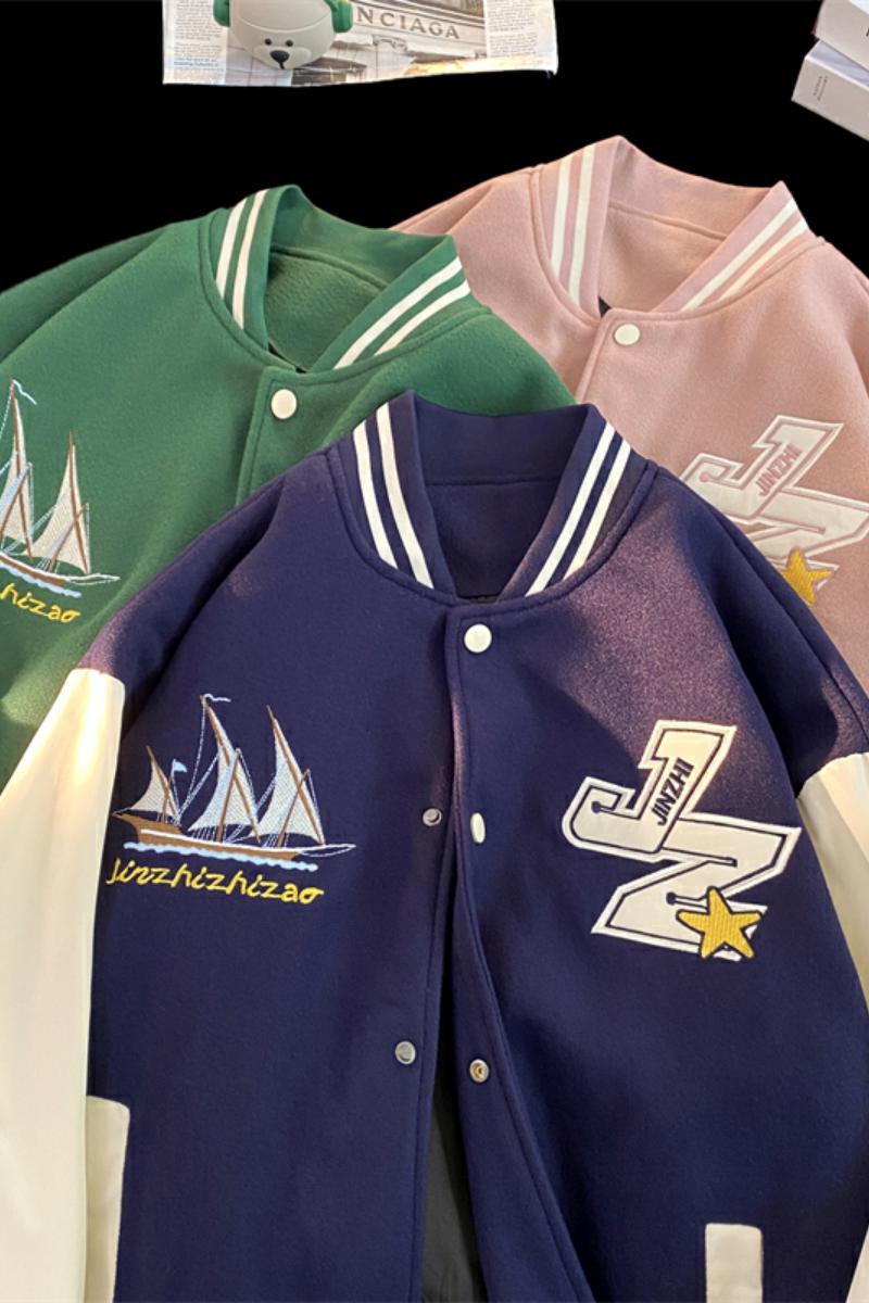 JK27-P75拼接撞色棒球服男秋季2022新款宽松潮牌港风休闲夹克外套,男装夹克,电商D310（原电商305）