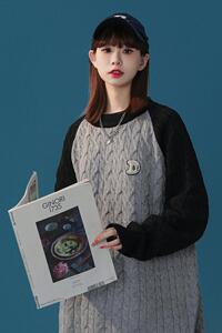 M882-P58秋冬季插肩袖毛衣男装轻熟风高级感粗线加厚针织衫圆领
