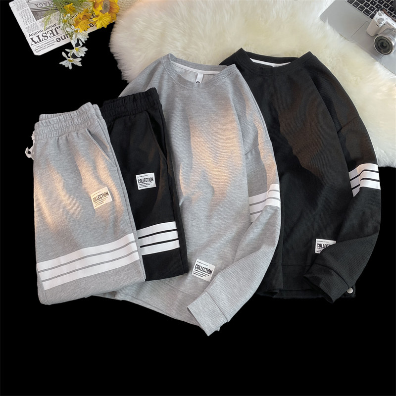 TZ13-P70圆领卫衣男生春秋宽松潮流痞帅情侣男装一套搭配帅气套装，男装休闲套装，电商D310（原电商305）