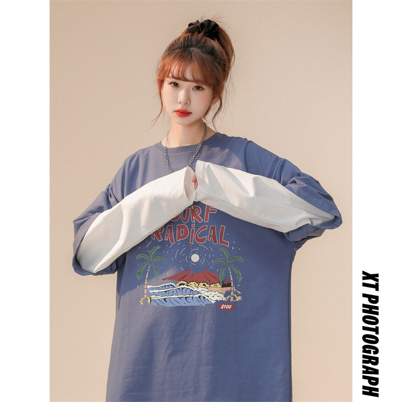 中性风D22-P45卫衣男春季新款宽松休闲字母印花外套美式ins潮图片