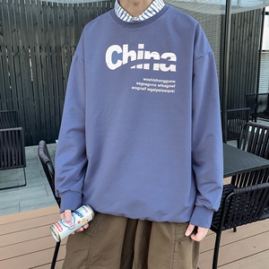 8551-P35秋季外穿圆领卫衣男ins韩版潮流休闲宽松港风潮牌图片