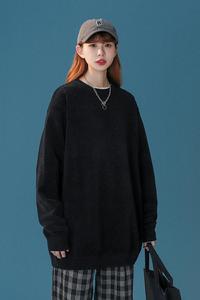 M860-P45纯色毛衣男ins港风秋冬简约圆领打底衫潮牌宽松线衣图片