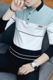 8823-P45男士薄款T恤长袖纯棉衬衫带领子男装青年翻领打底polo衫，男装卫衣，电商D310（原电商305）