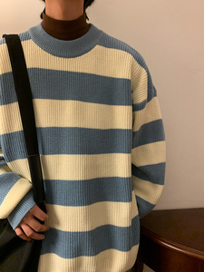 M857-P55毛衣男韩版潮流宽松休闲圆领针织衫港风百搭撞色毛线衣,男装针织衫/毛衣,电商D310（原电商305）