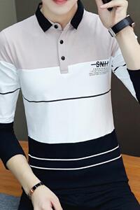 8823-P45秋冬季长袖polo衫男装青年翻领t恤有领秋装纯棉