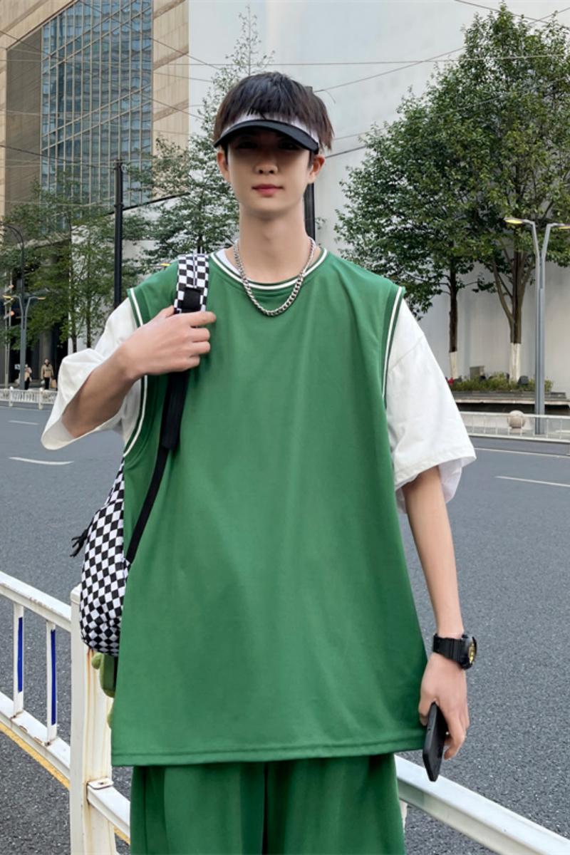 现货TZ01-P40篮球服套装女生假两件宽松球衣男比赛队服运,男装T恤,电商D310（原电商305）
