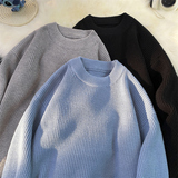 M869-P55毛衣男外套秋冬港风情侣ins纯色宽松慵懒圆领针织衫，男装针织衫/毛衣，电商D310（原电商305）