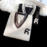 M092-P48针织背心男秋冬字母V领毛衣男马甲冬季ins宽松日系慵懒，男装背心/马甲，电商D310（原电商305）