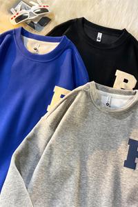 中性风81502-P50港风潮牌简约薄款印花卫衣男青少年圆领宽松图片