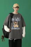 8519-P45卫衣男士宽松潮ins长袖假两件港风春秋款潮牌秋装圆领，男装卫衣，电商D310（原电商305）
