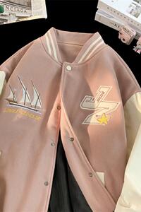 JK27-P75潮牌撞色夹克外套男士春秋季港风ins潮流棒球服百搭休闲图片