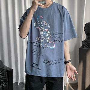 6851-P45短袖t恤男夏季潮牌2022新款半袖纯棉宽松ins体恤图片