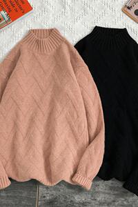 M173-P50毛衣男秋冬季潮牌新款菱格拼色毛线衣服保暖青少年图片