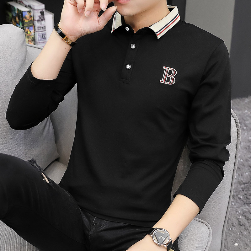 6631-P40秋装男士长袖新款T恤翻领潮流POLO衫有领带领上衣服男,男装卫衣,电商D310（原电商305）