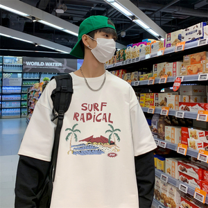 D22-P45假两件无帽卫衣男春秋ins潮牌早春圆领衣服2022春季,妹子衣服穿搭图片