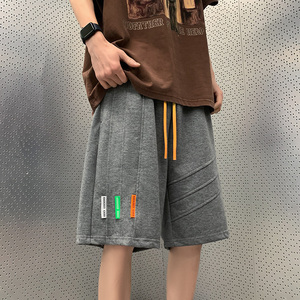 51020-P38休闲短裤男夏季美式潮牌直筒五分裤子港风宽松沙滩图片