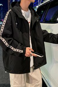JK801-P70外套男秋季港风潮牌高街连帽上衣ins潮流百搭宽松夹克图片