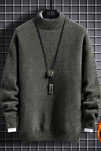 99101-P63秋冬季毛衣服加绒加厚男士打底针织衫半高领潮流图片