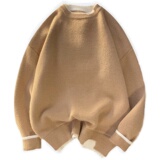 Y601-P55假两件圆领毛衣男设计感纯色上衣ins港风复古宽松，男装针织衫/毛衣，电商D310（原电商305）