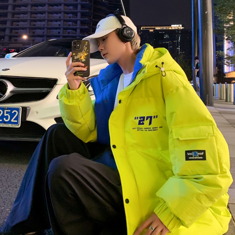 79002-P235控328标90绒子港风连帽羽绒服男款冬季加厚绣标外套，男装羽绒服，电商D310（原电商305）