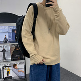 M701-P40纯色男士毛衣春秋圆领休闲潮流ins港风秋季宽松针织衫，男装针织衫/毛衣，电商D310（原电商305）