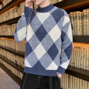 79158-P60秋冬季新款男士韩版毛衣潮流男装上衣加绒打底针织衫图片