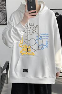 W519-P38连帽卫衣男秋季新款潮牌宽松大码字母印花港风百搭青少年