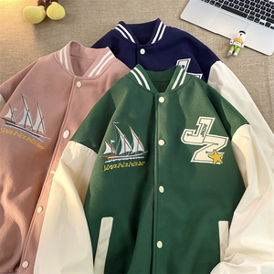 JK27-P75美式高街棒球服外套男春秋季潮牌潮流ins宽松港风夹克图片