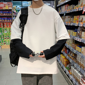 8521-P40圆领卫衣男春季ins潮牌港风外套设计感春秋潮流宽松