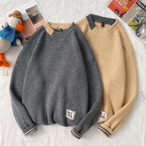 MY139-P50中性针织衫男女秋季新款男士圆领毛衣学生港风长袖套头图片