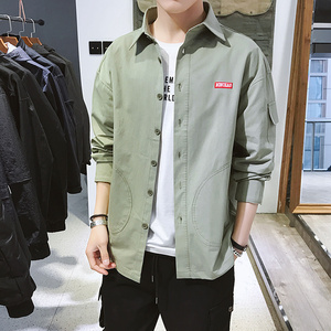 C877衬衫男士长袖韩版潮流帅气衬衣服百搭工装外套潮图片