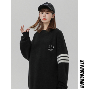 M883-P53圆领毛衣男潮牌宽松情侣慵懒套头针织外套女图片