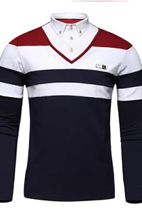 T188-P45跨境速卖通外贸男士长袖t恤秋季加绒男装纯棉衣服假两件图片