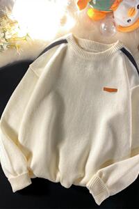 86836-P50复古毛衣男冬季加厚宽松潮牌纯色针织衫秋冬线衣外套图片