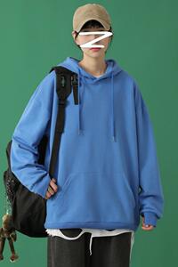 8552-P40纯色连帽卫衣男士潮牌衣服宽松休闲学生外套图片