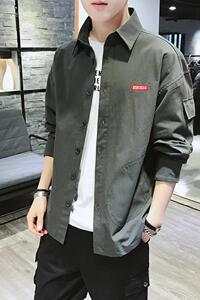 C877春季长袖打底衬衫休闲修身韩版男士新款帅气衬衣外套图片