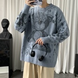 75307-P65情侣毛衣男女秋冬季ins潮流宽松港风可爱针织衫，男装针织衫/毛衣，电商D310（原电商305）