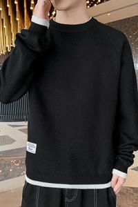 79389-P50春秋季潮流圆领毛衣男士宽松加厚冬装打底针织衫线衣图片